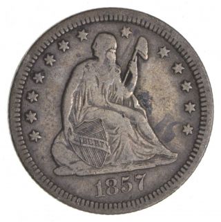 Tough - 1857 Seated Liberty Quarter - Early Us Type Coin - Historic 859