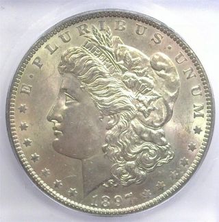 1897 - O Morgan Silver Dollar Icg Ms62 Valued At $1,  600