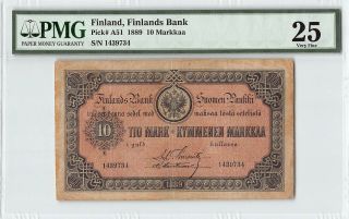 Finland 1889 P - A51 Pmg Very Fine 25 10 Markkaa