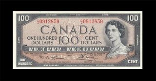 1954 Bank Of Canada Qeii $100 Lawson & Bouey ( (gem Unc))
