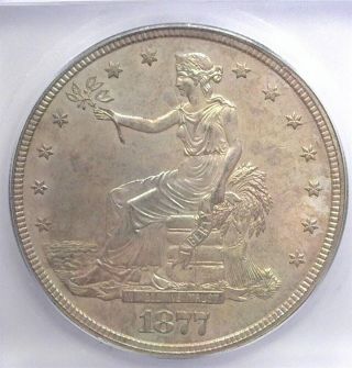 1877 Seated Silver Trade Dollar Icg Ms63 Valued At $1,  750