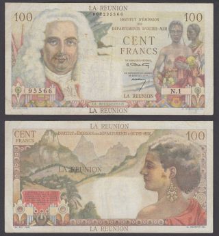 Reunion 100 Francs Nd 1947 (f) Banknote French Rule P - 45