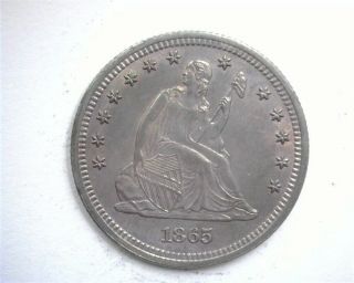 1865 Seated Liberty Silver 25 Cents Choice Uncirculated