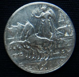1912 Italy Kingdom Silver Coin 1 Lira Vf Quadriga Veloce