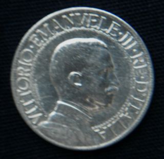 1912 ITALY Kingdom silver coin 1 lira VF Quadriga VELOCE 2