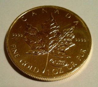 1999 $50 Gold Canadian Maple Leaf.  9999 1 Oz 20 Years Ans Privy