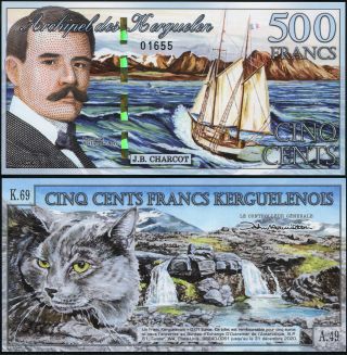 Kerguelen Islands 500 Francs.  15.  01.  2011 Polymer Unc.  Banknote Cat P.  Nl