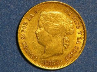 Philippines 1864 4 Pesos Gold Au - Unc