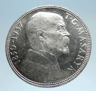 1937 Czechoslovakia President Masaryk Silver 20 Korun Coin I75057
