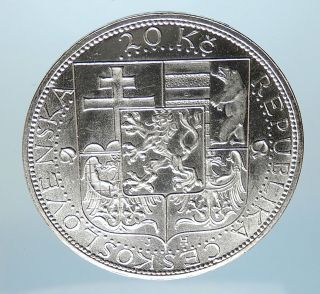 1937 CZECHOSLOVAKIA President Masaryk Silver 20 Korun Coin i75057 2