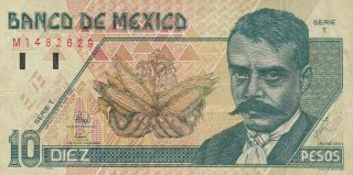 Mexico: $10 Pesos Emiliano Zapata May 6,  1994 El Banco De Mexico.