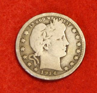 1914 - P Barber Quarter G 90 Silver Collector Coin Gift Bq465