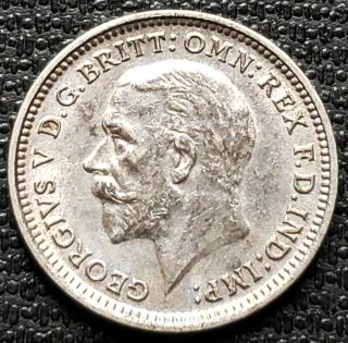 1933 Great Britain 3 Pence Silver Coin - Brilliant UNC MS, 2