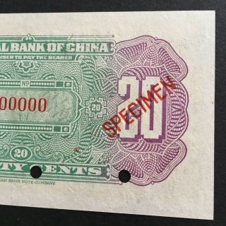1924 CHINA CENTRAL BANK OF CHINA 20 CENTS P - 194s UNC PAGODA TEMPLE SPECIMEN NR 7