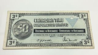1972 Canadian Tire 3 Three Cents Ctc - S3 - A Circulated Money 50 Banknote D206