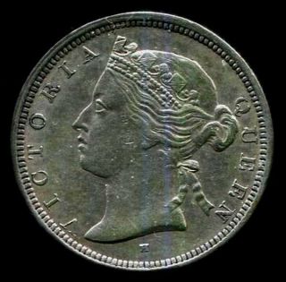 Straits Settlements,  Queen Victoria 20 Cents Coin 1874h.  Rare Date