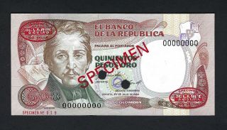 Colombia 500 Pesos Oro 20 - 7 - 1984 P423bs Specimen Tdlr Uncirculated