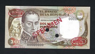 Colombia 2000 Pesos 24 - 7 - 1983 P430as Specimen Tdlr About Uncirculated