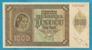 Croatia Ndh 1000 Kuna 1941 Unc