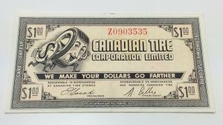1962 Canadian Tire One 1 Dollar Ctc - 8 - 62 Circulated Money Bonus Banknote D069
