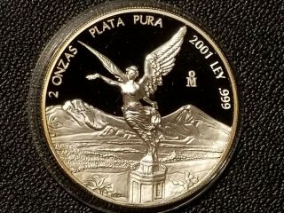 2001 Mexico Silver 2 Oz Libertad Proof - Key Date - 500 Minted - Very Rare