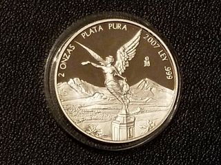 2007 Mexico Silver 2 Oz Libertad Proof - Key Date - 500 Minted - Very Rare