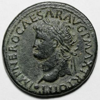 54 - 68 Nero Roman Lugundum Lyon Ae Sestertius Coin
