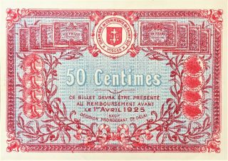 1920 France Chambre De St Die 50 Centimes Currency Note Pick NL UNCIRCULATED 2