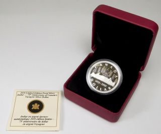 2010 Canada $1 Proof Silver - 75th Anniversary Of Voyageur Silver Dollar -