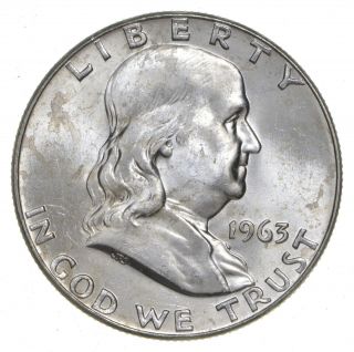 Choice Unc Bu Ms 1963 - D Franklin Half Dollar - 90 Silver - Tough Coin 214