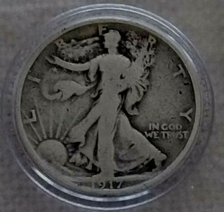 1917 - S Rev.  Walking Liberty Silver Half Dollar,  Coin Capsule,