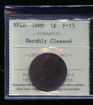 1888 Key Date Newfoundland Large Cent Iccs Certified F15 Cleaned B012