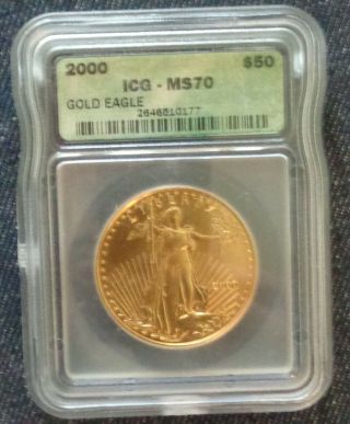 2000 1 Oz American Gold Eagle $50 - Icg Ms70