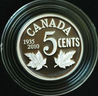 2010 Canada Limited Edition Silver 5 Cent - From Set: 75th Anniv Of Dollar