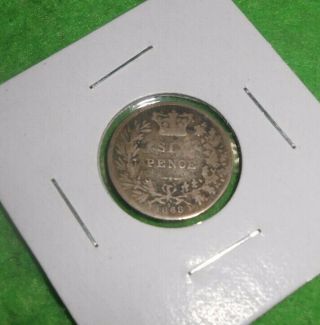 Great Britain 1868 Die 5 Silver 6 Pence Coin Sixpence
