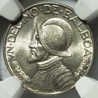 Panama,  1/10 Balboa,  1931,  Ngc Ms65,  Lustrous Gem Brilliant Uncirculated,  Silver