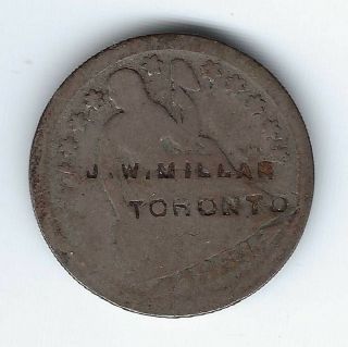 Canada Ontario Toronto J.  W.  Millar On 1864 Us Dime Countermark Inv 51