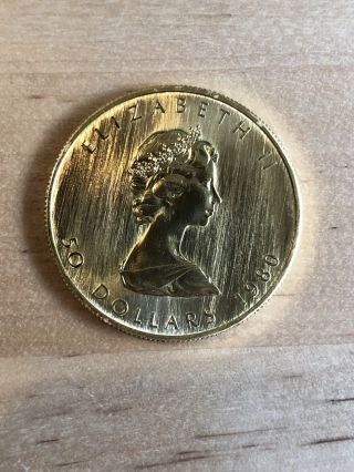 1980 Canada Maple Leaf Gold Coin 1 Oz.  Fifty Dollars $50.  Nr