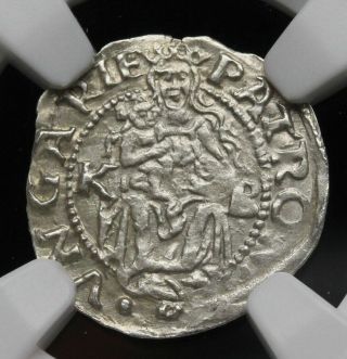 Hungary.  Silver Denar,  Ferdinand I,  1554 - Kb,  Ngc Ms63