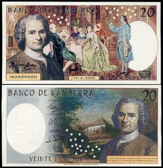 Kamberra 20 Numismas 2019 Privated Issue Jean - Jacque Rousseau France Switzerland