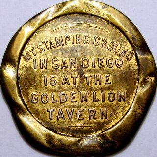 Pre 1933 San Diego California Good Luck Swastika Token Golden Lion Tavern