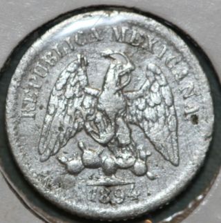 Mexico 1894 Silver 5 Centavos Chihuahua Ca M Double Die In Eight Us Ship.