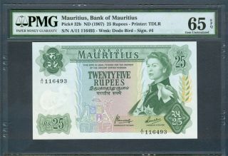 Mauritius 25 Rupee (1967),  Pmg Gem Unc 65 Epq