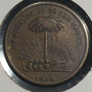 Sharp 1860 Wealth Of The South Patriotic Civil War Token - No Submission To North