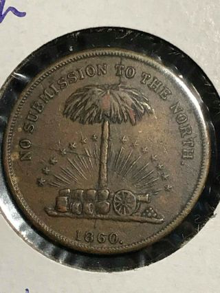 Sharp 1860 Wealth Of The South Patriotic Civil War Token - No Submission To North 3