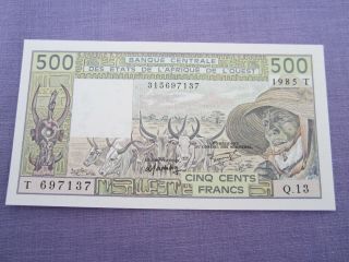 Togo West African States 500 Francs 1985 No Prefix Unc