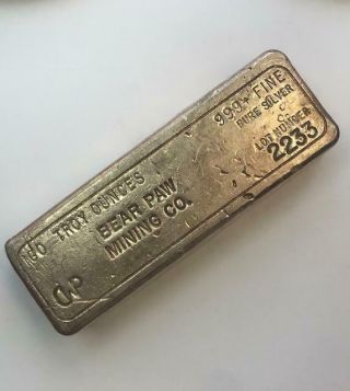 Bear Paw Mining Co.  100 Ozt Nr.  999 Silver Bar.  Nr.
