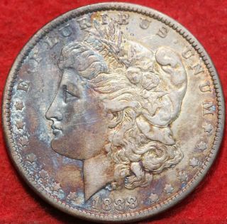 1888 Rainbow Toned Philadelphia Silver Morgan Dollar
