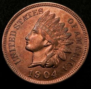 1904 Indian Head Penny Cent // Choice Bu Red // Four Diamonds // (i580)