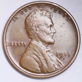 Au 1918 - D Lincoln Wheat Cent Penny